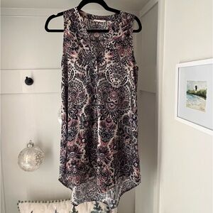 Lush Black and Pink Sleeveless Paisley Top